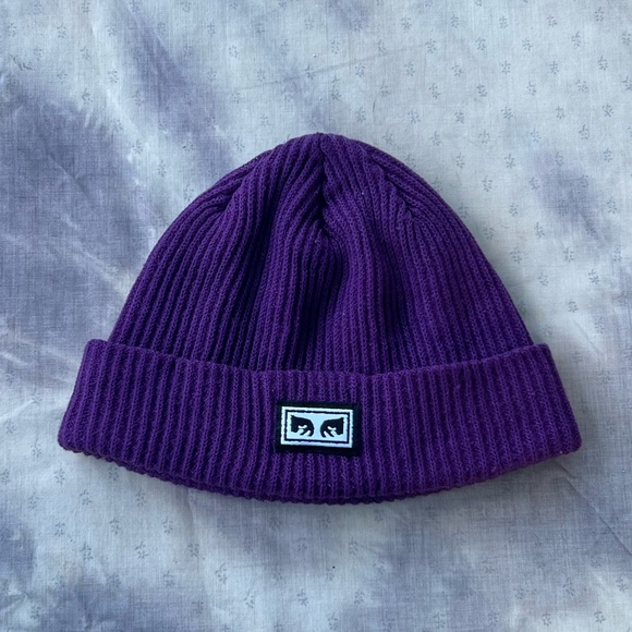 Obey Other - Obey Shop Subversion Purple Ribbed Knit Micro Beanie with Logo Patch